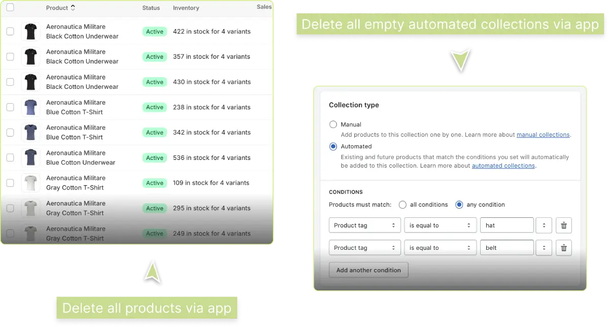 delete product collection