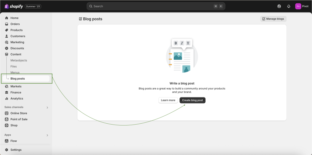 Shopify: Blog Posts