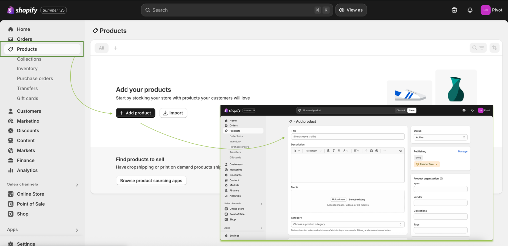 Shopify: Create product