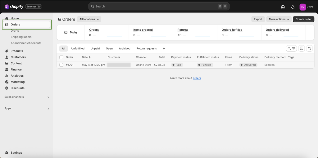 Shopify: Manage Orders