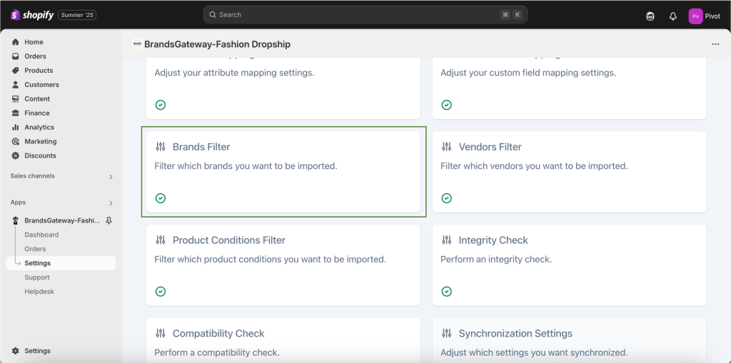 Shopify: Brandsgateway Filtering