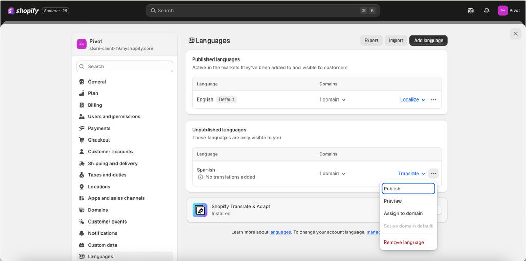 Shopify : languages3