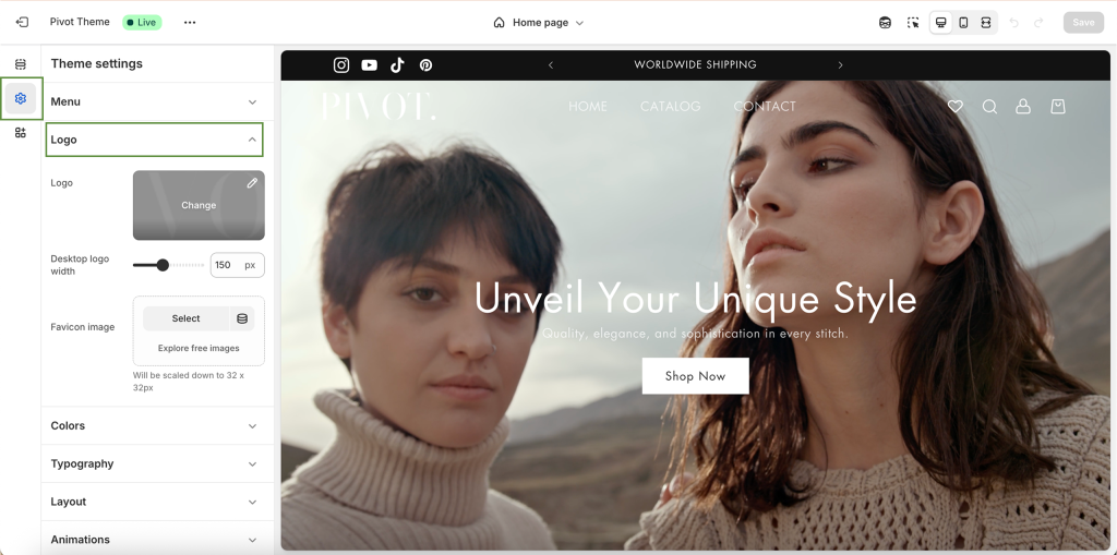 Shopify: Customize Logo
