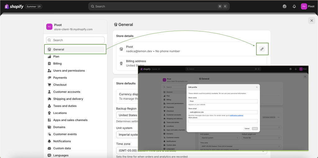 Shopify: General Store details